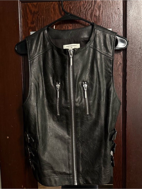 Salt Murphy Other - Salt & Murphy Black Faux Leather Zip-Front Vest